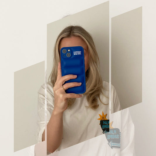 blauw telefoonhoesje puffer case iPhone