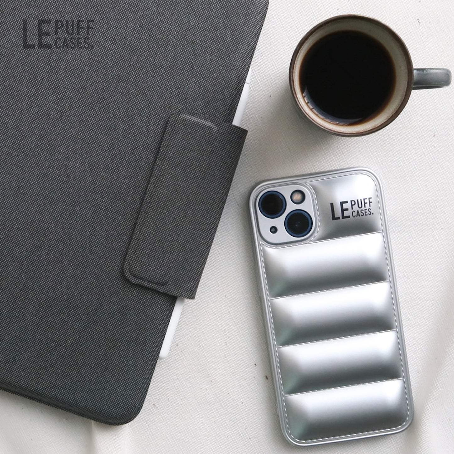 iPhone Phone Case Puffer Case Telefoonhoesje Zilver