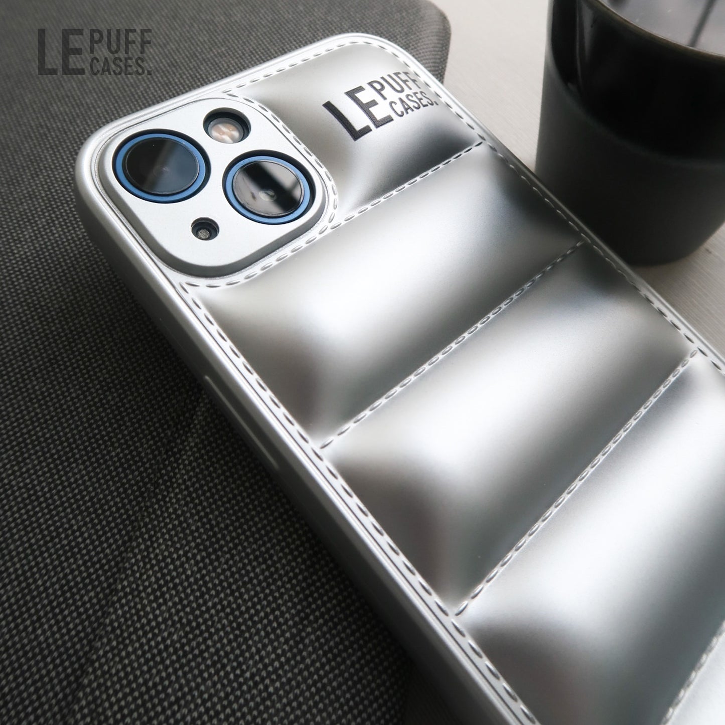 iPhone Phone Case Puffer Case Telefoonhoesje Zilver